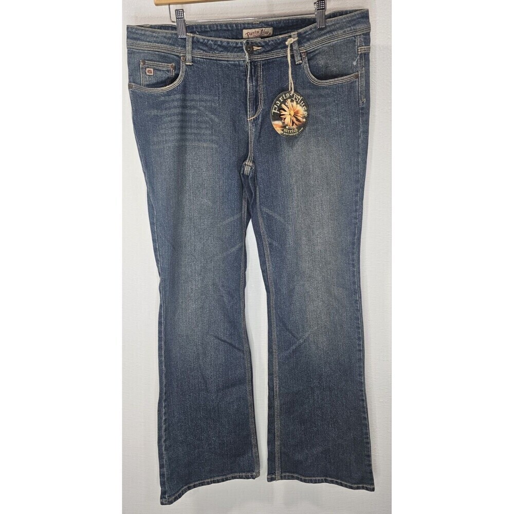 Paris Blues Women Junior Y2K Size 17 Stretch Light Wash Bootcut Mid Rise Jeans